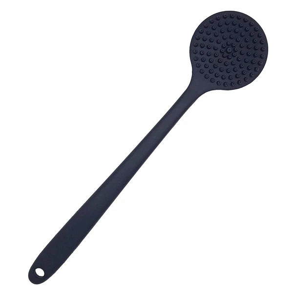 ✅ NEW- Silicone Back Scrubber for Shower Body Brush w/ Long Handle Black