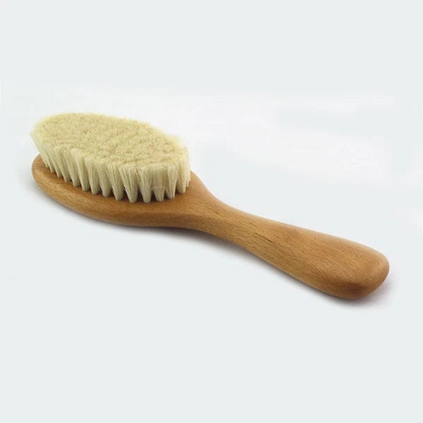 8.86” Short Handle Dry Bath Body Brush Scrubber, Wood Handle Natural Soft Woo...