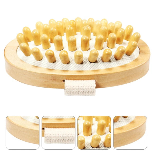 1PC Wooden Massage Brush Head No Handle Body Bath Massage Brush (Wood Color)