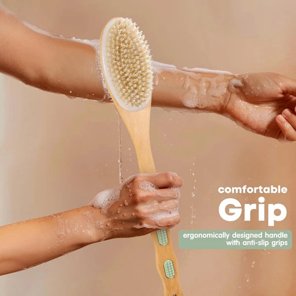 Back Brush Long Handle Shower Bath Scrubber Body With Soft And Stiff Natural