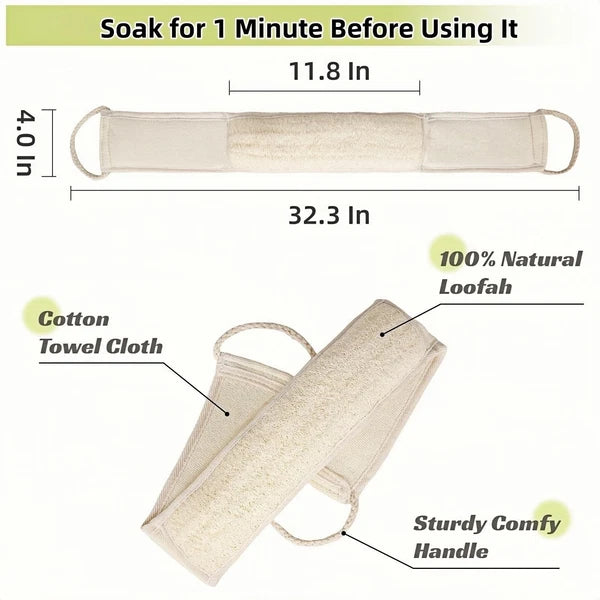 Natural Loofah Sponge Back Scrubber for Bath Shower, Exfoliating Body Scrubbe...