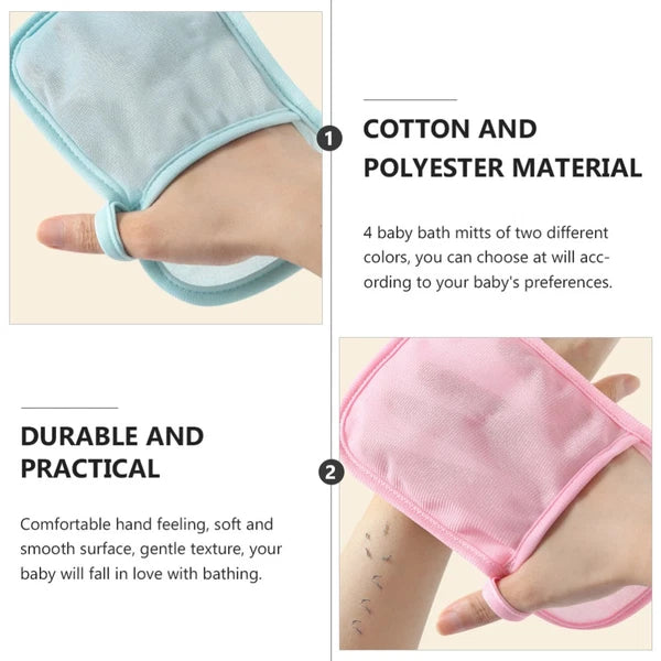 4 Pcs Bath Gloves Exfoliating Baby Child Gentle Scrub Cotton Brush